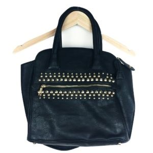 Black Studded Shoulder Strap Handbag